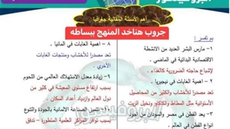 أهم الأسئلة المقالية المتوقعة فى الدراسات للشهادة الإعدادية
