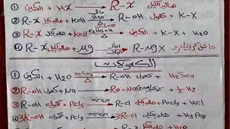 ملخص الكيمياء العضوية للصف الثالث الثانوي..الامتحان بين يديك