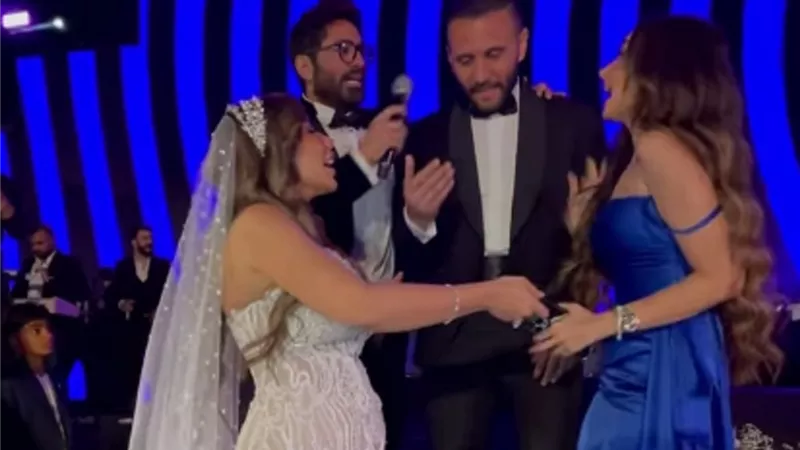 هنا الزاهد تغنى مع تامر حسنى فى حفل زفاف مديرة اعماله