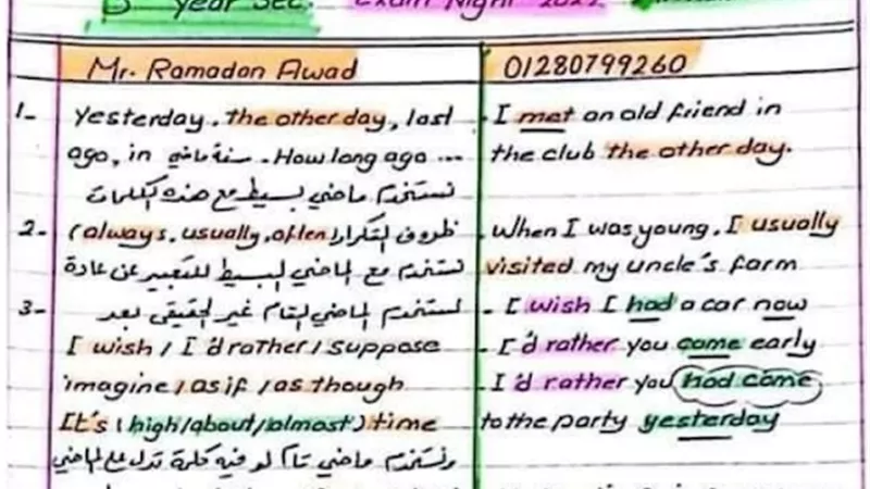 لضمان التفوق.. مراجعة شاملة في اللغة الانجليزية للثانوية العامة