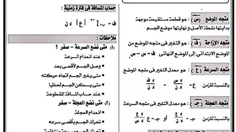 أقوى ملخص فى 7 ورقات لقوانين الديناميكا للثانوية العامة 2019