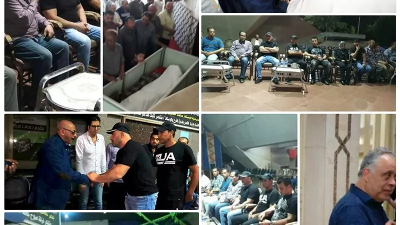 اشرف زكى والسقا فى عزاء الراحل محمد ابو الوفا بالفيوم