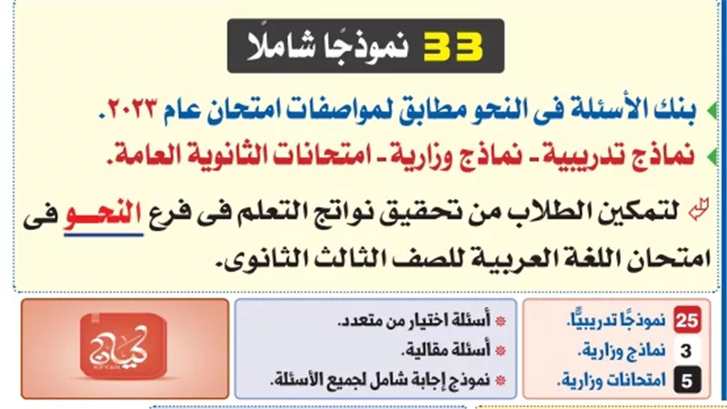 أكثر من 700 سؤال.. بنك أسئلة في النحو للثانوية العامة 2023