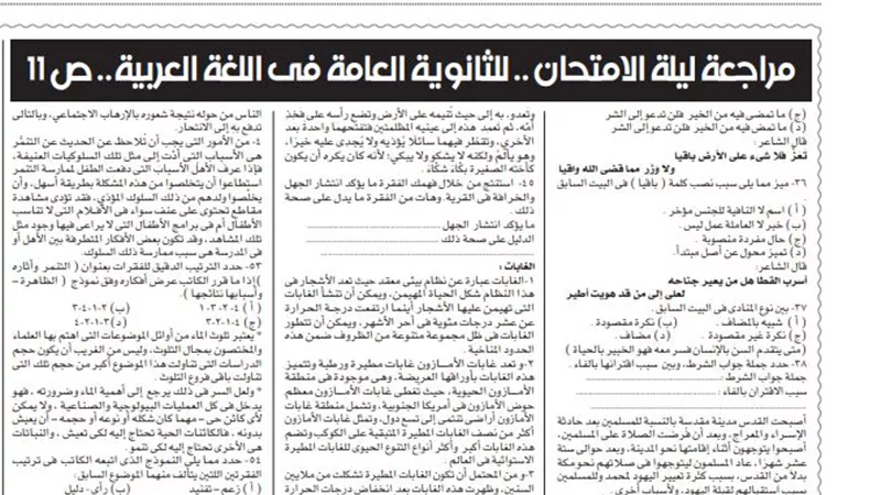 الوصفة السحرية فى اللغة العربية للثانوية العامة.. معك جميع الاسئلة واجابتها