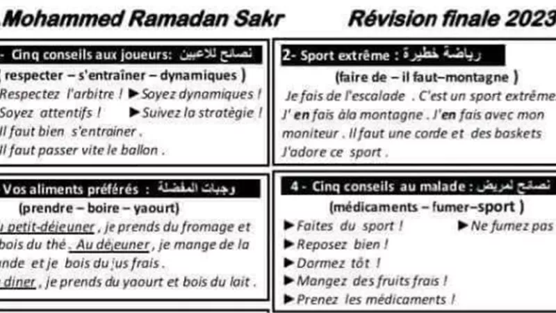 في ورقتين فقط.. أهم الايميلات المتوقعة في الفرنساوي