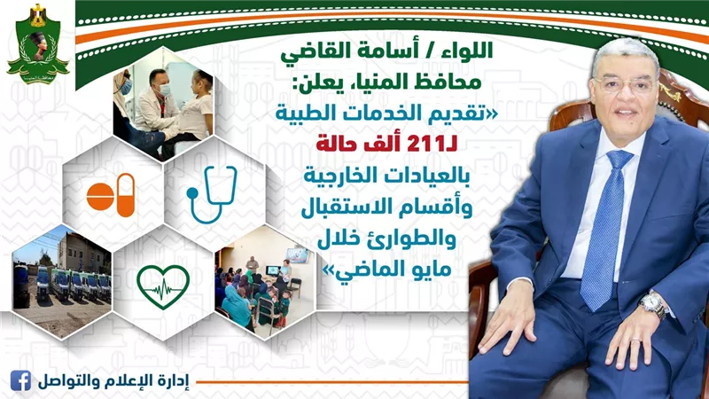 القاضي : تقديم الخدمات الطبية لـ211 ألف حالة خلال مايو الماضي