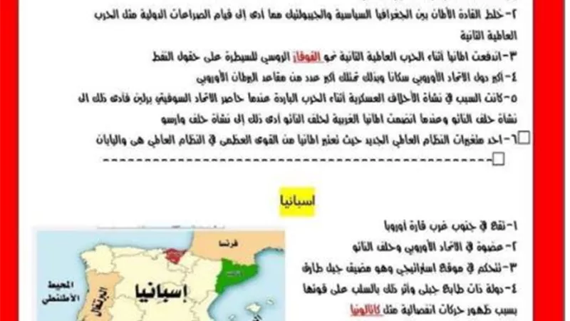 الخلاصة في الجغرافيا السياسية لثالثة ثانوي ليلة الامتحان