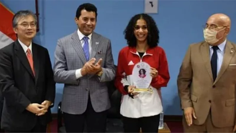 تكريم منتخب مصر للكاراتيه بحضور سفير اليابان في المركز الأولمبي