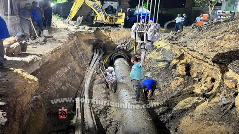 الانتهاء من اعمال اصلاح وصيانة خط طرد محطة مياه الصعايدة بمغاغة