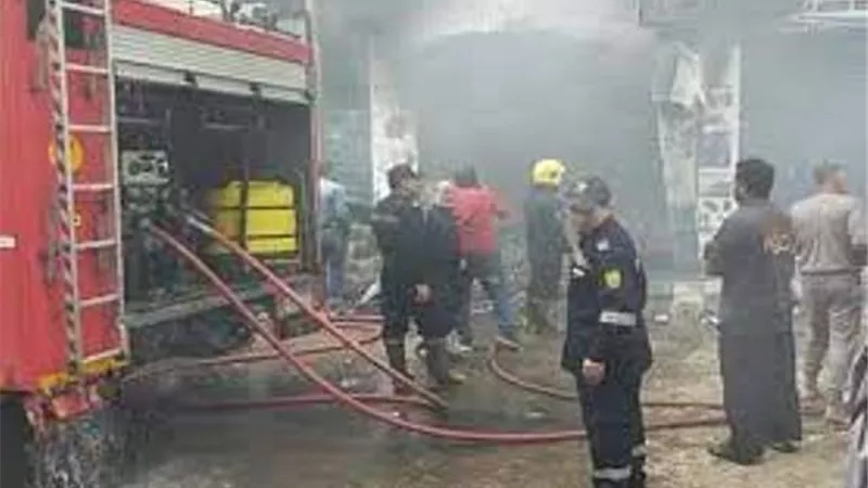 اندلاع حريق هائل بمخزن مواد غذائية بالقليوبية