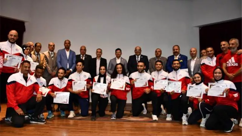 وزير الرياضة يكرم أبطال الكونغ فو والجودو والتايكوندو ورفع الأثقال