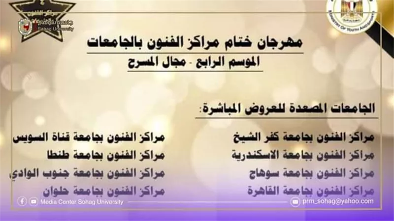 صعود مركز فنون جامعة سوهاج ضمن أفضل ٨ جامعات