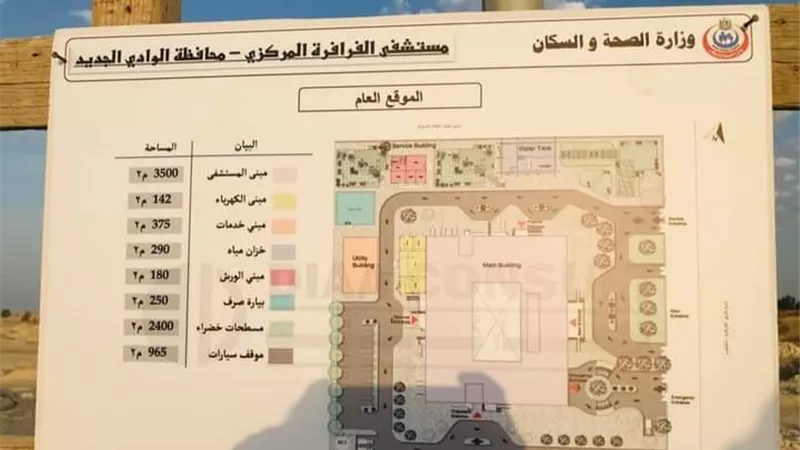 بدء انشاء مستشفى الفرافرة تضم٧٠ سرير وعيادة خارجية بالوادى الجديد