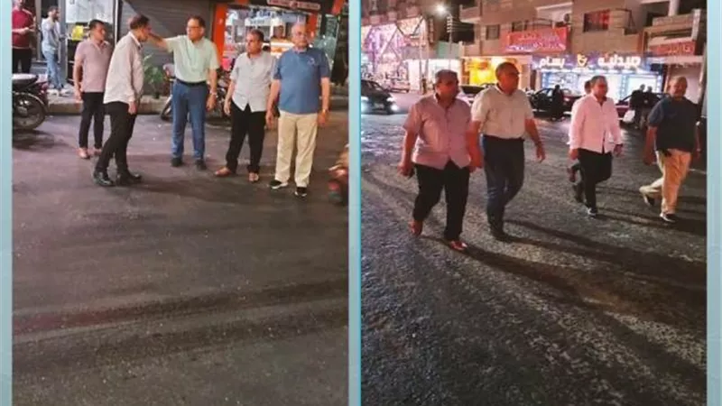 غراب يطمئن على أداء أعمال رصف شارعي القومية والمشير أحمد إسماعيل