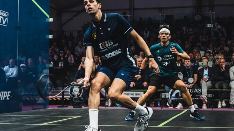 علي فرج يقترب من حسم لقب باريس للإسكواش