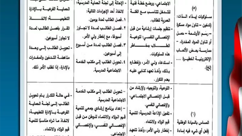 التعليم تحظر الوشم والمخدرات والتدخين بالمدارس