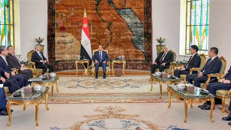 الرئيس ووفد صيني يُثمنان علاقات الصداقة التاريخية بين القاهرة وبكين