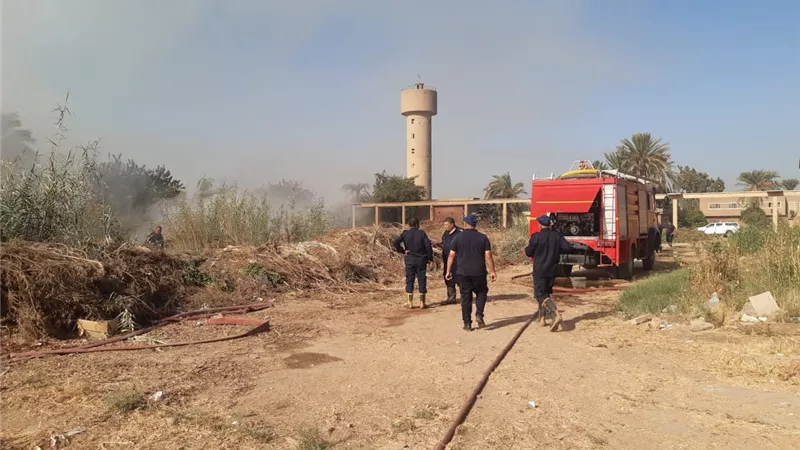 السيطره على حريق حشائش ومخلفات نباتية ببنى سويف