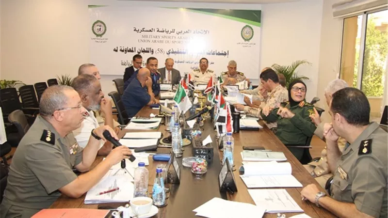 بوقرة يستعرض رؤية اللجنة العلمية فى اجتماع الاتحاد العربى للرياضة العسكرية