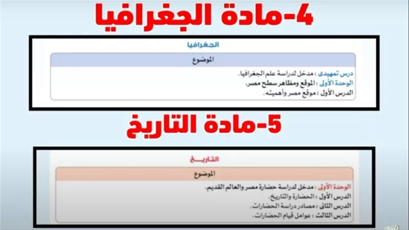 تعرف على توزيع منهج الجغرافيا والتاريخ لأولى ثانوي عن شهر أكتوبر