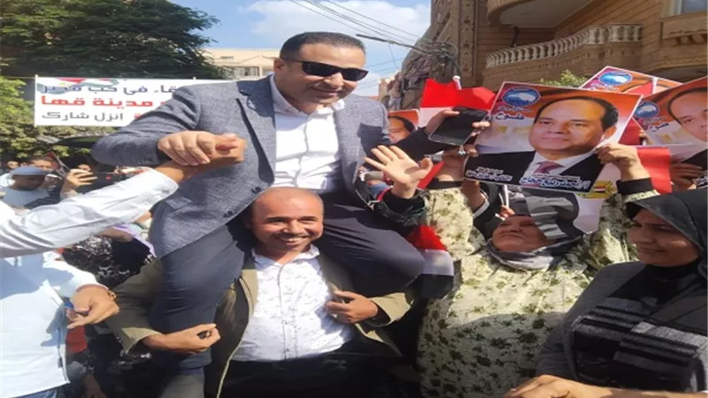 مسيرة حب من أهالى قها والقرى المجاورة لتأييد الرئيس السيسى .. صور وفيديو