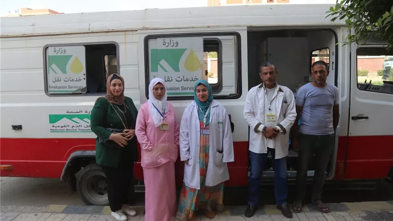 إقبال كبير على حملة التبرع بالدم للشعب الفلسطينى بكفرالشيخ