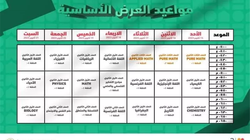 مواعيد إذاعة البرامج التعليمية وإعادتها على قناة مدرستنا 3