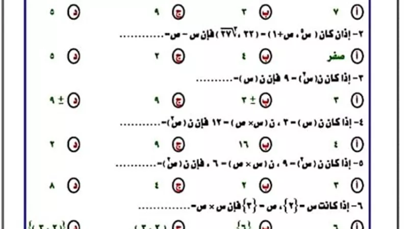 المراجعة النهائية للصف الثالث الاعدادي في الرياضيات