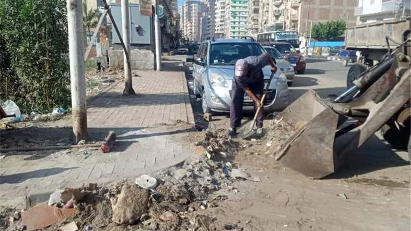 رفع كفاءة النظافة بالشوارع فى مدينة جمصه