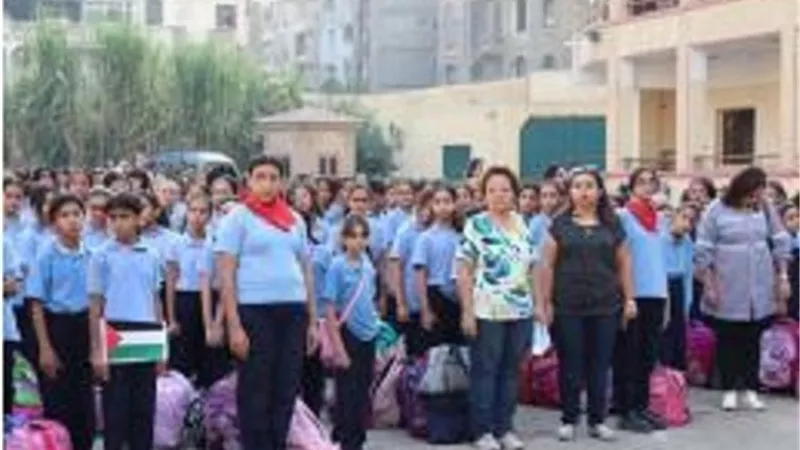 أطفال مصر يدعمون غزة في طابور الصباح