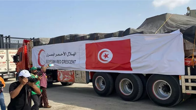 مساعدات تونسية تصل إلى فلسطين عبر معبر رفح البري