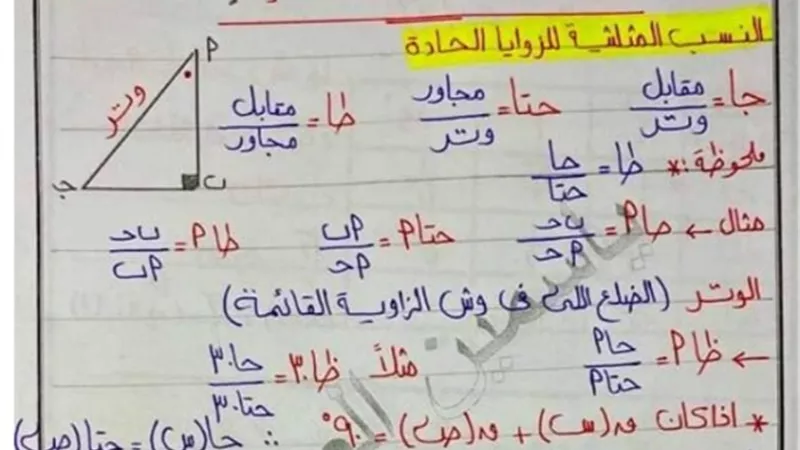 100 فكرة سؤال في الهندسة للشهادة الاعدادية