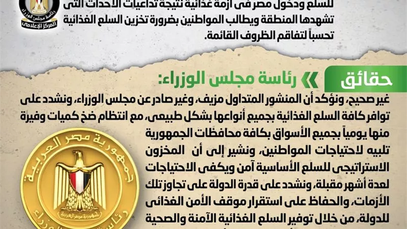 الحكومة تنفى وجود عجز فى مخزون السلع الاستراتيجية بالبلاد