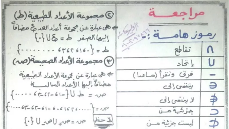 أقوى مذكرة في الجبر والهندسة لأولى اعدادي