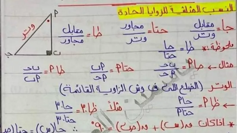 100 فكرة سؤال في الهندسة للشهادة الاعدادية