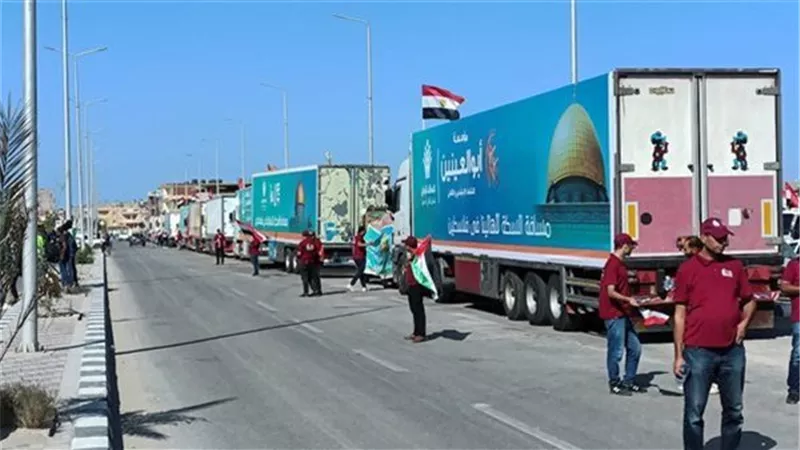 الهلال الأحمر الفلسطيني: تسلمنا 106 شاحنات من مصر عبر معبر رفح