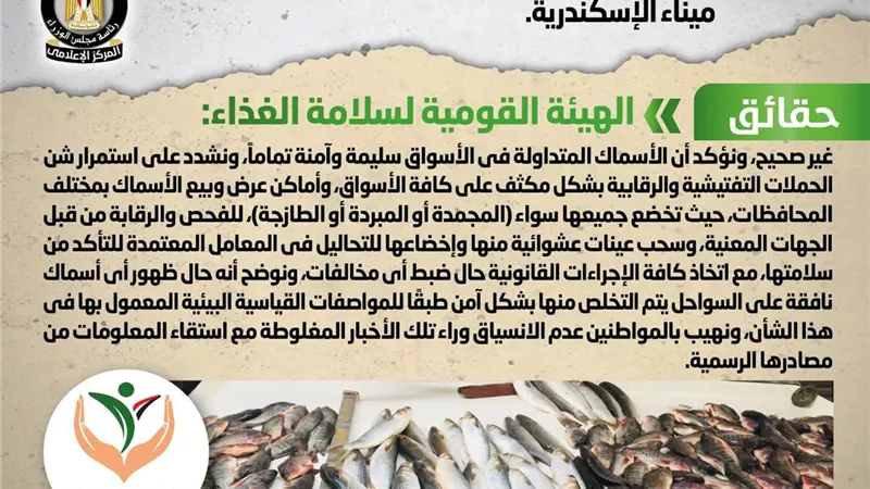 الحكومة تنفى تداول أسماك نافقة بالأسواق