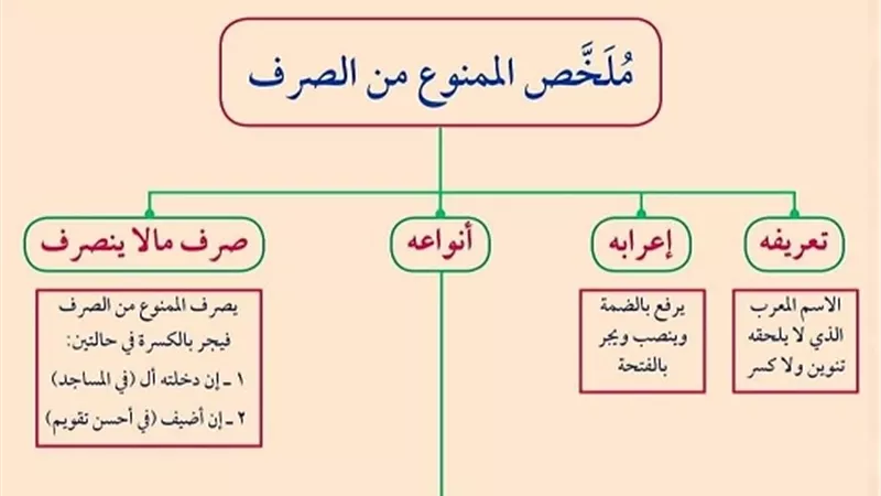 في ورقة واحدة.. ملخص الممنوع من الصرف للصف الثالث الاعدادي