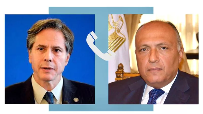 شكري يؤكد لنظيره الأمريكي رفض مصر القاطع لسياسات التهجير القسري للفلسطينيين