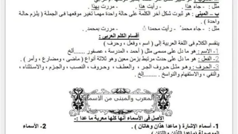 تحميل أفضل مراجعة في النحو للصف الثاني الإعدادي