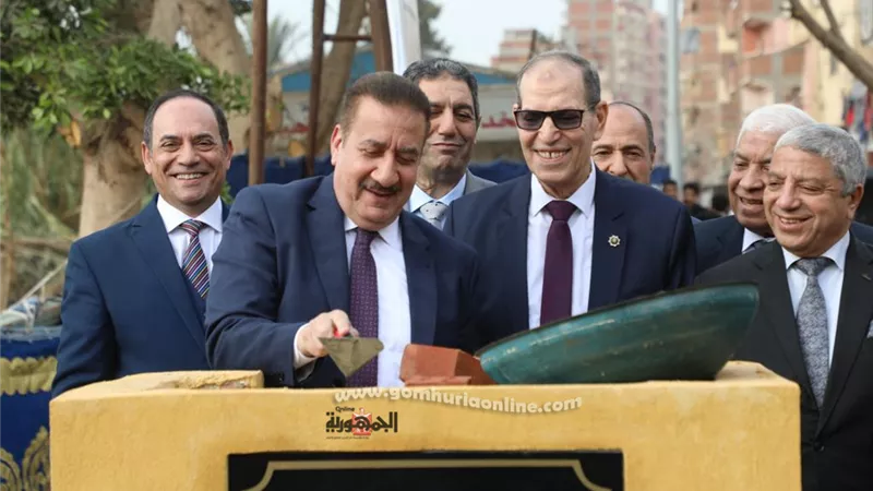 أبو ليمون وعباس يضعان حجر أساس مجمع النيابات الإدارية بالمنوفية