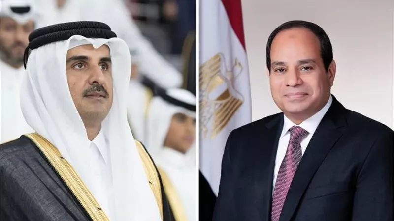 أمير قطر يشكر الرئيس السيسي على جهوده في الهدنة الإنسانية بغزة