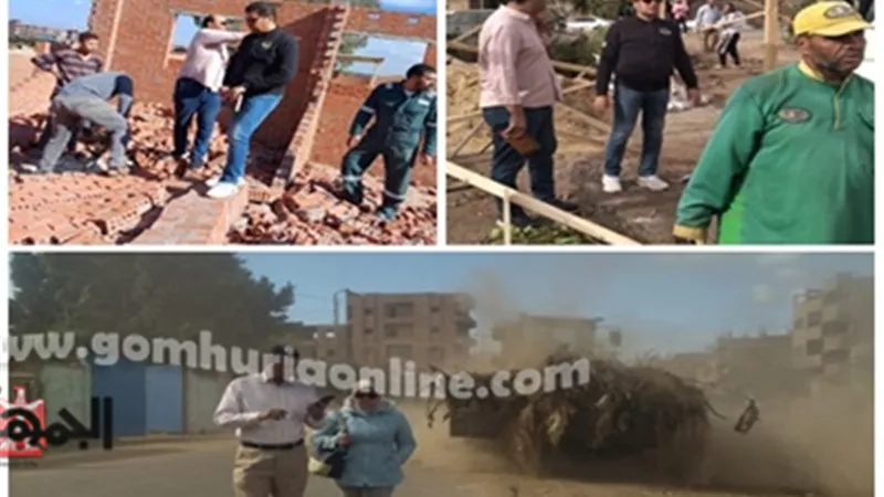 حملة لإزالة المتغيرات المكانية ورفع المخلفات بشبين الكوم