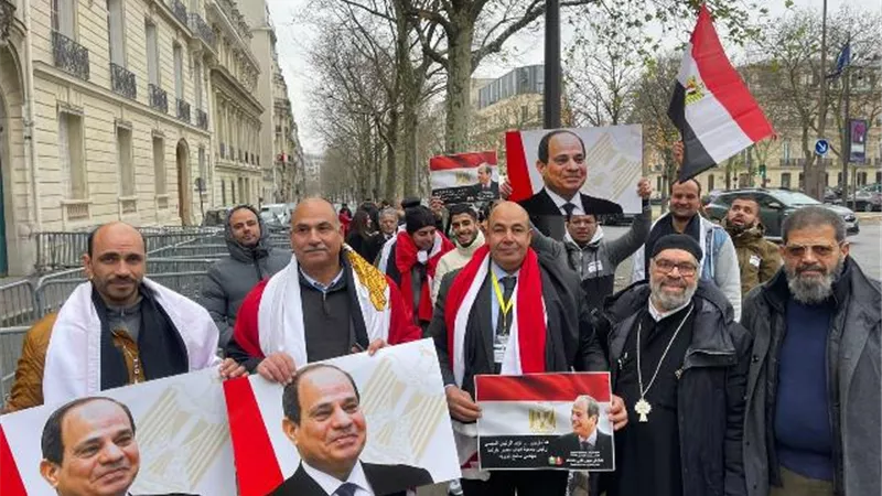 بصور السيسى.. الجالية المصرية بفرنسا : نعم للامن والاستقرار واستكمال مسيرة الانجازات