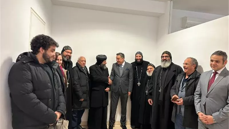 أبناءالجالية المصرية بالنمسا يحملون الاعلام أثناء الإنتخابات