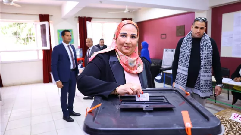 وزيرة التضامن تدلي بصوتها في انتخابات رئاسة الجمهورية