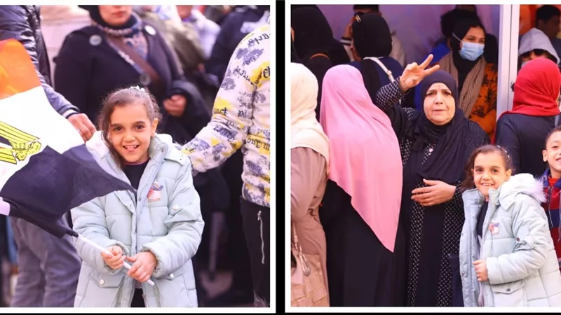 بعلم مصر وعلامة النصر..الأطفال يشاركون أسرهم في الانتخابات الرئاسية